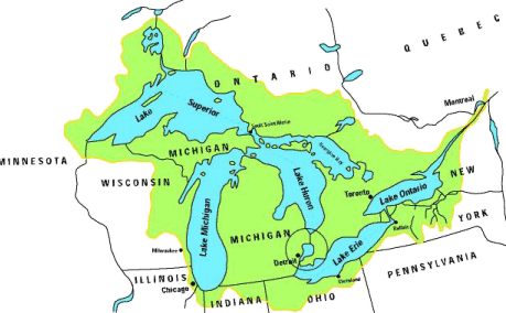 Map of the Great Lakes Watershed