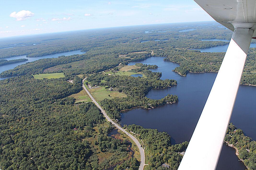 Photo of Muskoka taken from a plane.